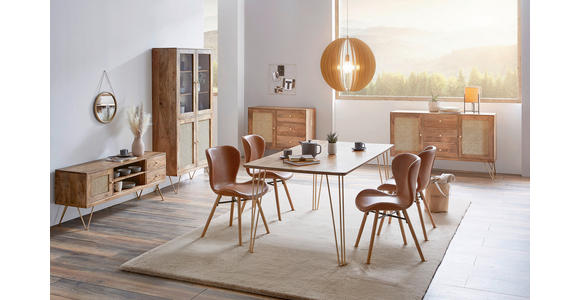 ESSTISCH in Holz 160/90/76 cm  - Goldfarben/Braun, LIFESTYLE, Holz/Metall (160/90/76cm) - Landscape