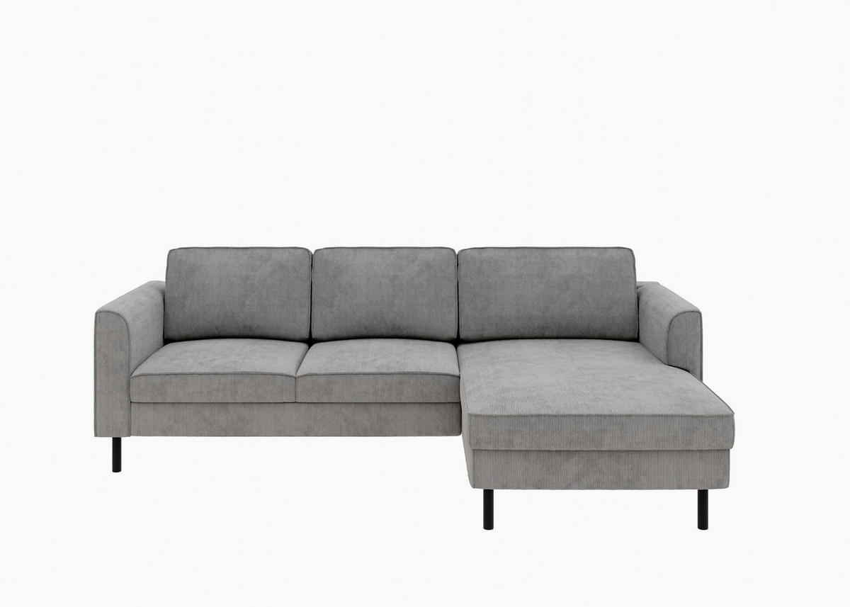 ECKSOFA  in Cord Dunkelgrau  232/161 cm  - Dunkelgrau/Schwarz, MODERN, Textil/Metall (232/161cm) - Trendmanufaktur