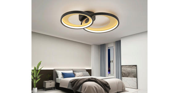 LED-DECKENLEUCHTE RING - Goldfarben/Schwarz, Design, Kunststoff/Metall (55/35/8,5cm) - Novel