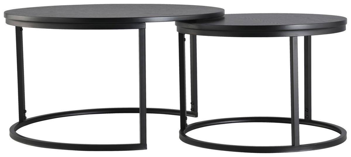 COUCHTISCHSET rund Schwarz  - Schwarz, Design, Holzwerkstoff/Metall (80/60/45/42/80/60cm) - MID.YOU