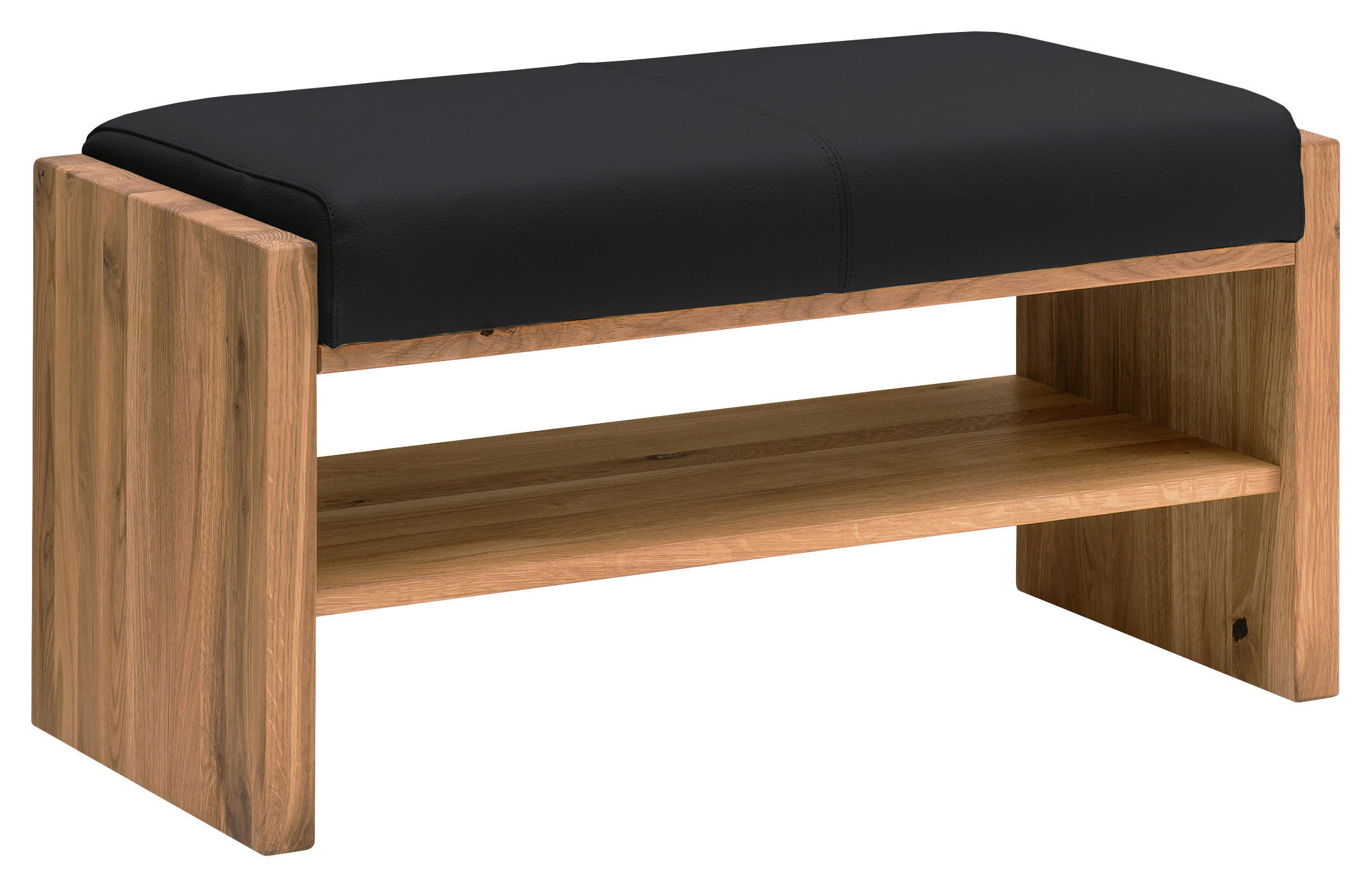 GARDEROBENBANK  in 88/44/42 cm  - Eichefarben/Anthrazit, MODERN, Leder/Holz (88/44/42cm) - Linea Natura