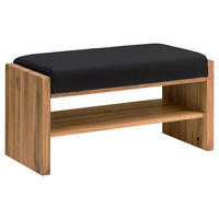 GARDEROBENBANK  in 88/44/42 cm  - Eichefarben/Anthrazit, MODERN, Leder/Holz (88/44/42cm) - Linea Natura