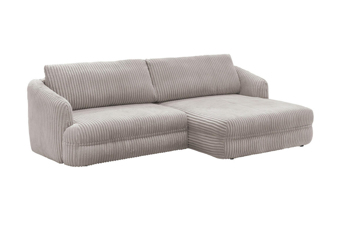 ECKSOFA LUSH Hellbraun Cord  - Hellbraun/Gelb, Design, Kunststoff/Textil (284/161cm) - Livetastic