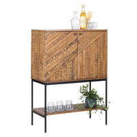 BAR Altholz massiv Schwarz, Hellbraun  - Hellbraun/Schwarz, LIFESTYLE, Holz/Metall (80/111/40cm) - Ambia Home