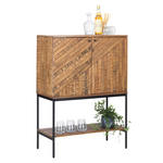 BAR Altholz massiv Schwarz, Hellbraun  - Hellbraun/Schwarz, LIFESTYLE, Holz/Metall (80/111/40cm) - Ambia Home