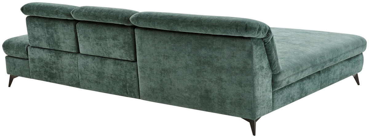 ECKSOFA Dunkelgrün Chenille  - Dunkelgrün/Schwarz, Design, Textil/Metall (198/288cm) - Beldomo Style