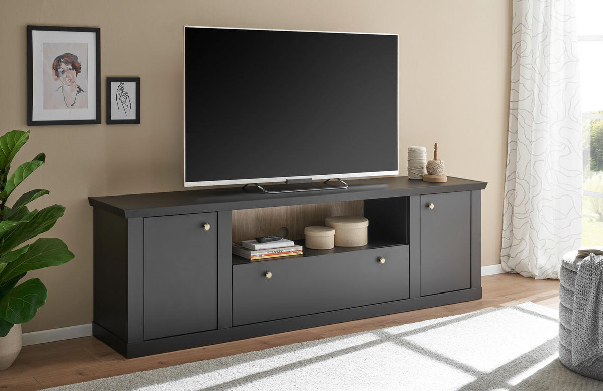 LOWBOARD  205/62/42 cm 1 Schublade(n) Typenauswahl, stehend  - Eichefarben/Messingfarben, Design, Holzwerkstoff/Metall (205/62/42cm) - MID.YOU