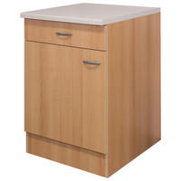 KÜCHENUNTERSCHRANK 60/85/57 cm  in Buchefarben  - Edelstahlfarben/Beige, MODERN, Holzwerkstoff/Kunststoff (60/85/57cm) - FlexWell