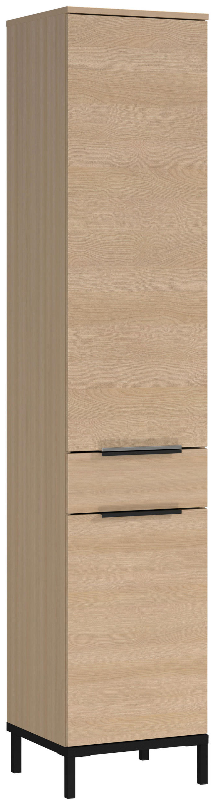 HOCHSCHRANK 38/190/38 cm  - Eichefarben/Schwarz, MODERN, Holzwerkstoff/Metall (38/190/38cm) - Xora