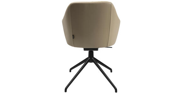 ARMLEHNSTUHL in Aluminium Echtleder pigmentiert - Beige/Schwarz, Design, Leder/Metall (58/81,5-84,5/60cm) - Johann Jakob