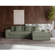 ECKSOFA in Cord Olivgrün  302/182 cm  - Schwarz/Olivgrün, MODERN, Kunststoff/Textil (302/182cm) - Carryhome