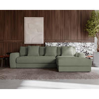 ECKSOFA in Cord Olivgrün  302/182 cm  - Schwarz/Olivgrün, MODERN, Kunststoff/Textil (302/182cm) - Carryhome