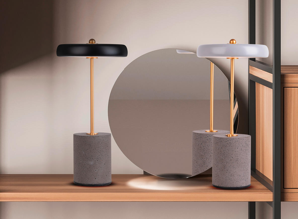 AKKU-TISCHLEUCHTE Seta 15/30 cm   - Goldfarben/Grau, Design, Metall (15/30cm) - Näve