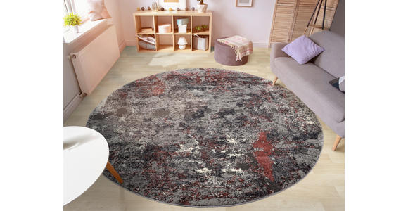VINTAGE-TEPPICH 120 cm Timeline Quantum Grau, Hellrot - Hellrot/Grau, Design, Textil (120cm) - Novel