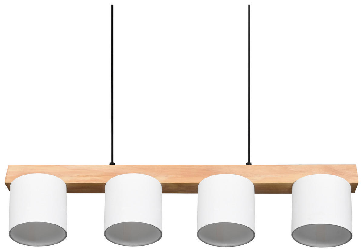 HÄNGELEUCHTE  75/150/12 cm   - Weiss/Braun, Design, Holz/Textil (75/150/12cm) - P & B