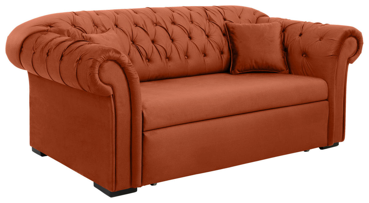 KANAPÉÁGY textil rozsdavörös  - fekete/rozsdavörös, Design, textil/fa (213/86/99cm) - MID.YOU