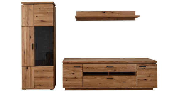 ANBAUWAND  in Eichefarben  300/204/50 cm  - Eichefarben/Anthrazit, Natur, Glas/Holz (300/204/50cm) - Linea Natura