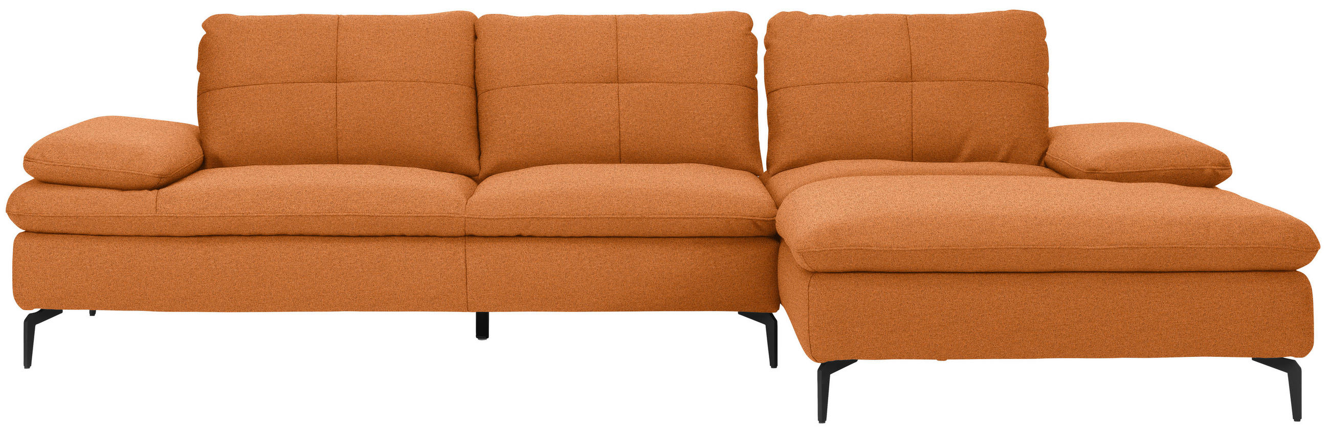 ECKSOFA in Webstoff Orange  - Schwarz/Orange, Design, Textil/Metall (301/179cm) - Chilliano