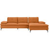 ECKSOFA in Webstoff Orange  - Schwarz/Orange, Design, Textil/Metall (301/179cm) - Chilliano