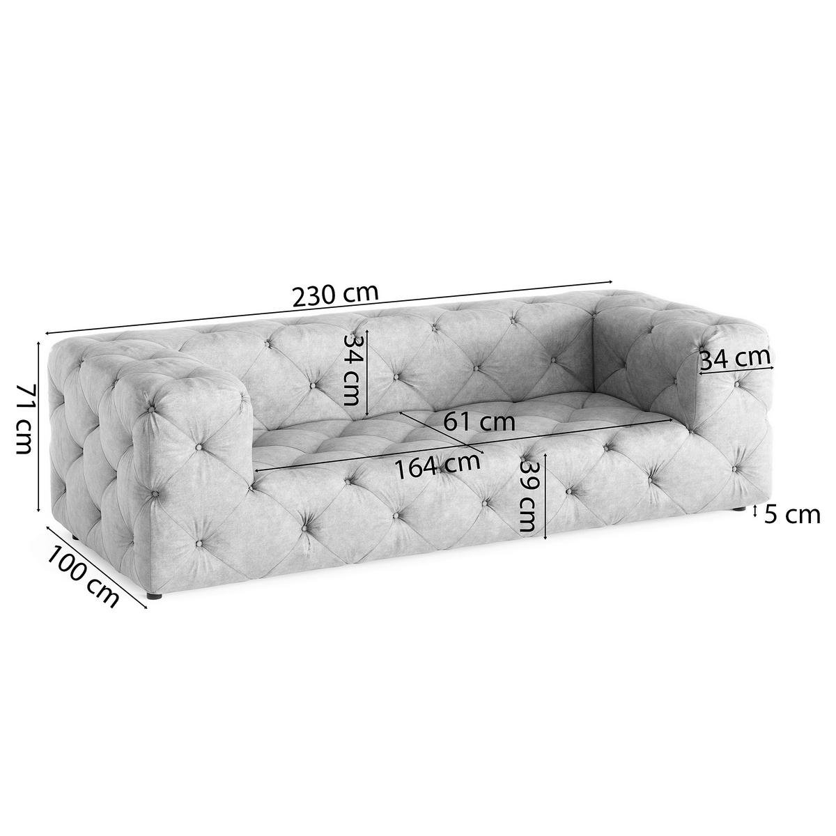 3-SITZER-SOFA Fresco Mikrofaser Creme  - Creme/Schwarz, Design, Kunststoff/Textil (230/71/100cm) - P & B