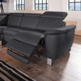 ECKSOFA in Echtleder Schwarz  - Alufarben/Schwarz, Design, Leder/Metall (242/271cm) - Cantus