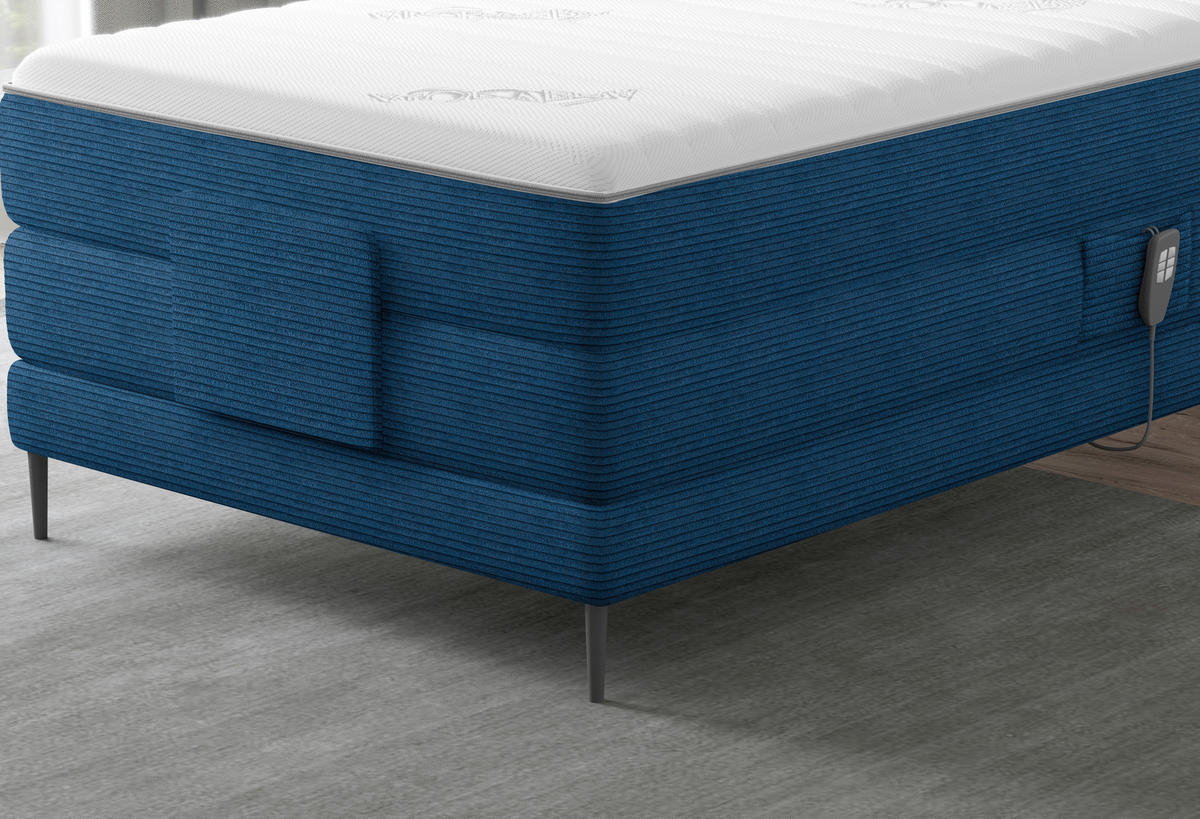 BOXSPRINGBETT 120/200 cm  in Royalblau  - Royalblau/Schwarz, Natur, Textil/Metall (120/200cm) - Esposa