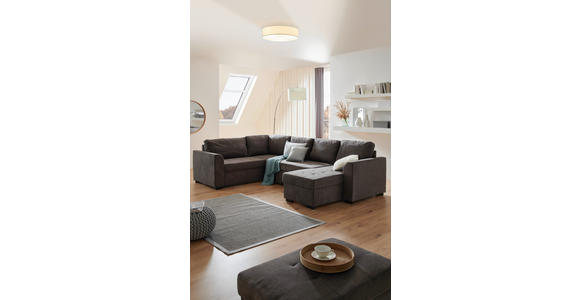 WOHNLANDSCHAFT in Webstoff Grau  - Schwarz/Grau, Design, Kunststoff/Textil (205/311/160cm) - Xora