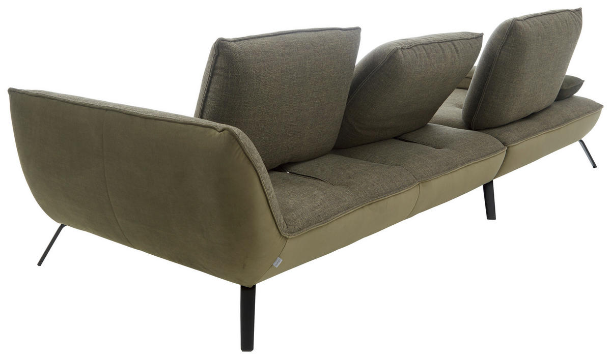 ECKSOFA Flachgewebe Olivgrün  - Schwarz/Olivgrün, Design, Textil/Metall (191/301cm) - Moderano