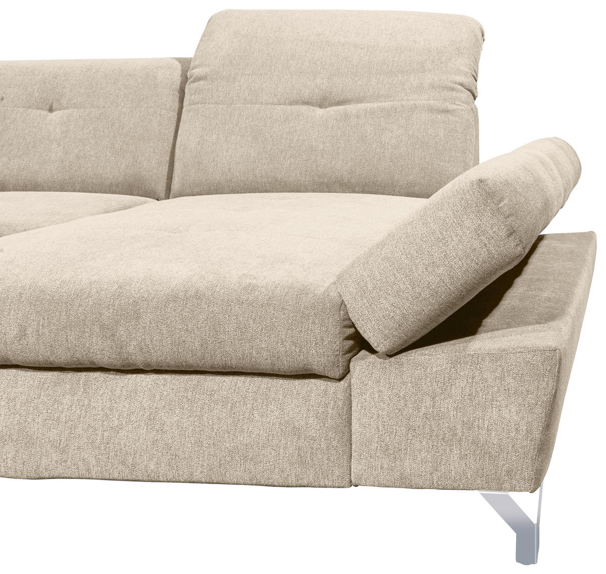 WOHNLANDSCHAFT in Mikrovelours Sandfarben  - Sandfarben/Silberfarben, Modern, Textil/Metall (245/350/168cm) - MID.YOU