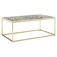 KLUBSKA MIZA, bela  - zlate barve/bela, Moderno, kovina/leseni material (100/60/40cm) - MID.YOU