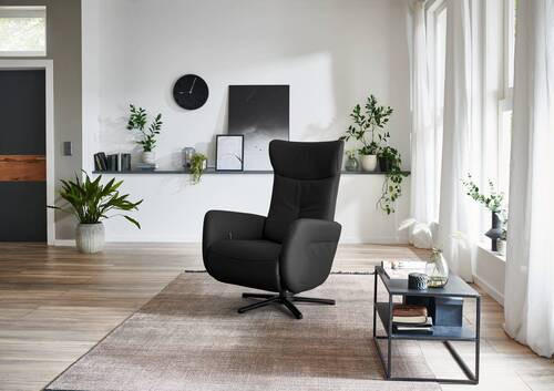RELAXSESSEL in Leder Schwarz  - Schwarz, Design, Leder/Metall (76/112/83cm) - Beldomo Speed
