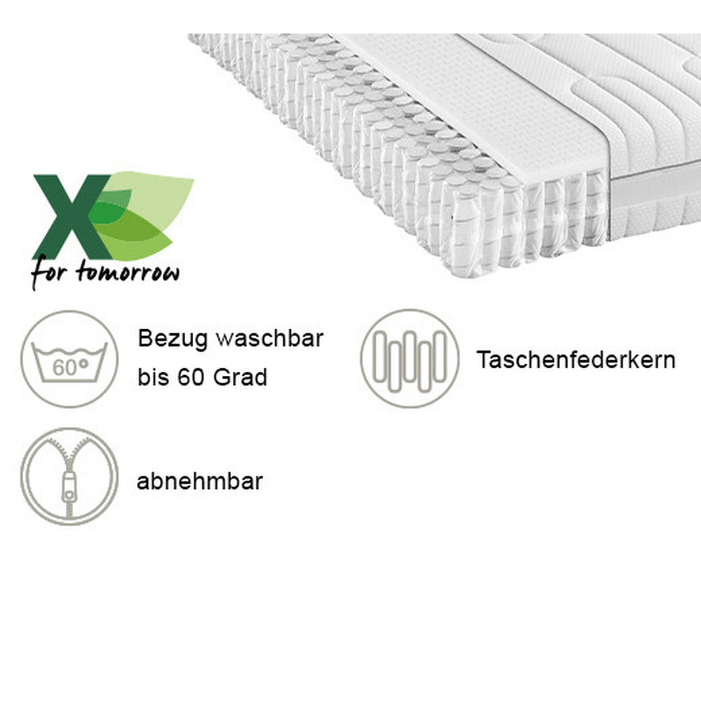 Thumbnail - Novel Taschenfederkernmatratze, Textil, H3, Füllung: Polyester, 100x200 cm, Reach, DIN EN ISO 14001, DIN EN ISO 9001, Oe...