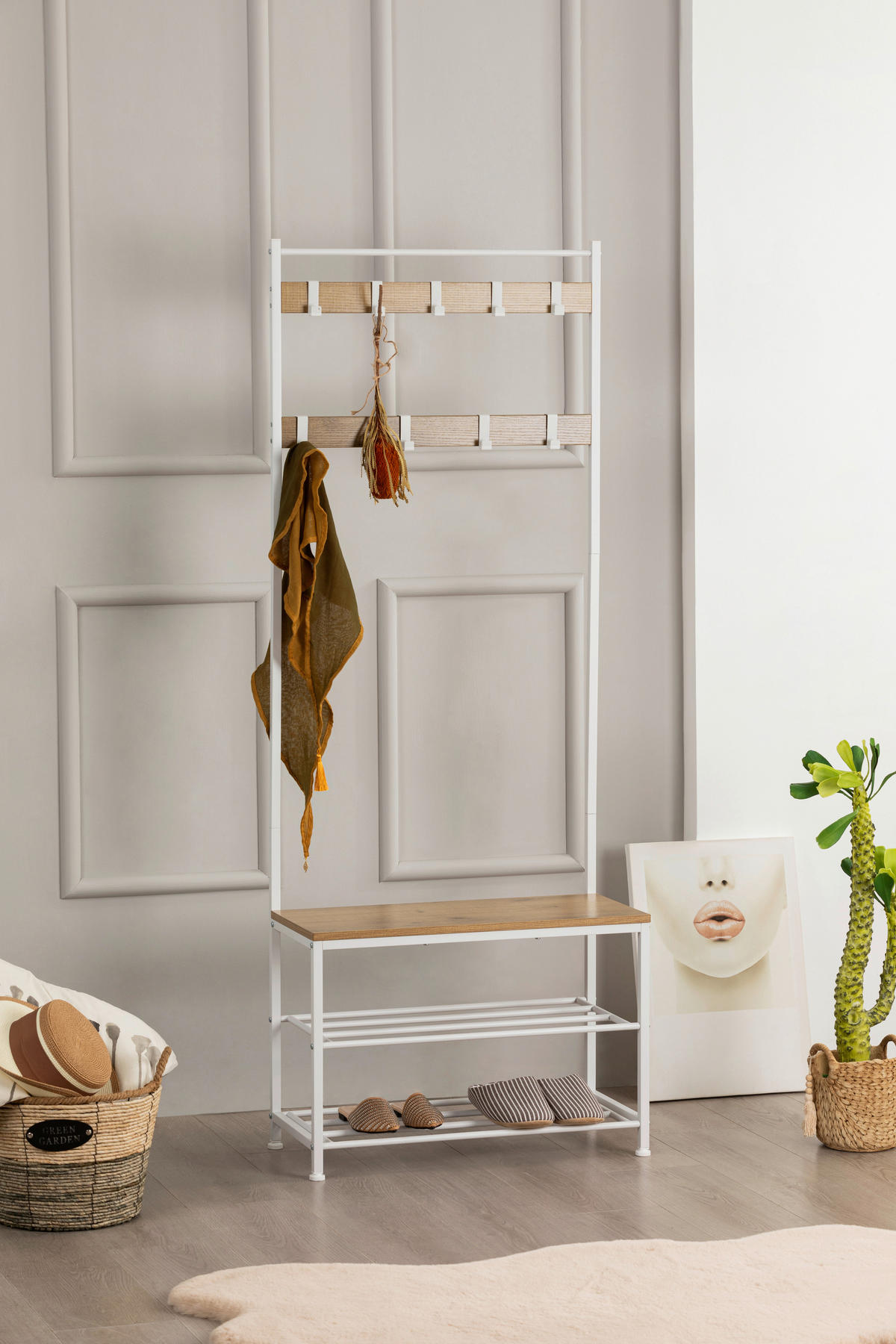 GARDEROBE  in 70/175/32.5 cm  - Naturfarben/Weiß, MODERN, Holzwerkstoff/Metall (70/175/32.5cm) - PBJ