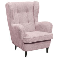 OHRENSESSEL in Webstoff Hellrosa  - Hellrosa/Schwarz, Basics, Holzwerkstoff/Textil (78/102/98cm) - MID.YOU