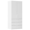 DREHTÜRENSCHRANK 101/223/61 cm,  in Weiß, 2-türig  - Weiß, Basics, Holzwerkstoff/Metall (101/223/61cm) - Novel