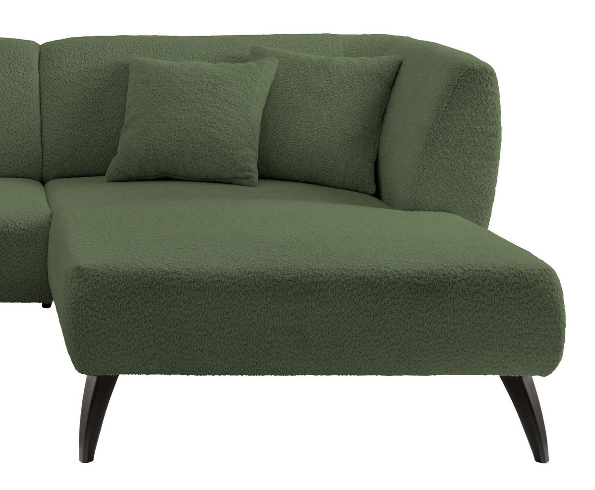 ECKSOFA  in Bouclé Dunkelgrün  264/160 cm  - Dunkelgrün/Schwarz, MODERN, Holz/Textil (264/160cm) - MID.YOU