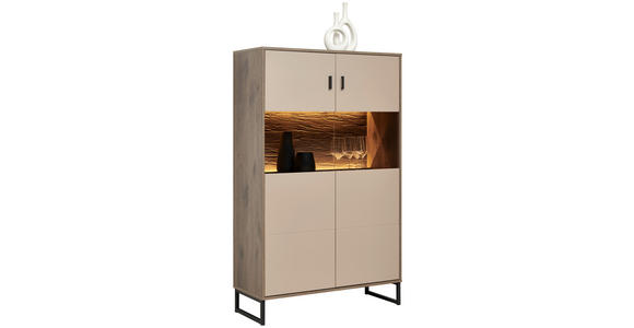 HIGHBOARD 94/152/37 cm  in Eichefarben, Hellgrau  - Eichefarben/Anthrazit, MODERN, Glas/Holzwerkstoff (94/152/37cm) - Carryhome