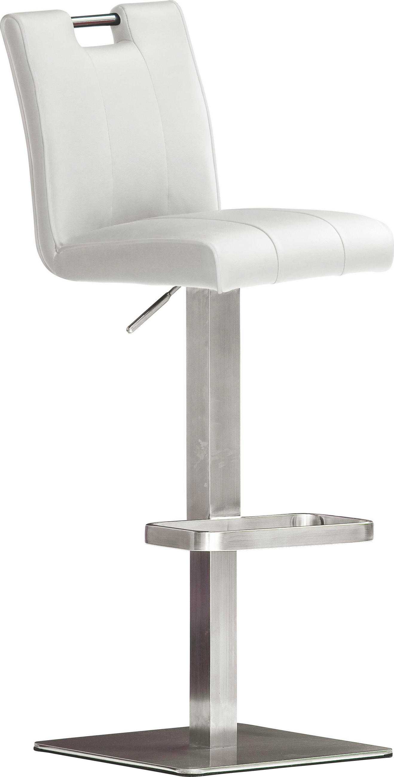 Barhocker in Metall, Textil Weiß, Edelstahlfarben