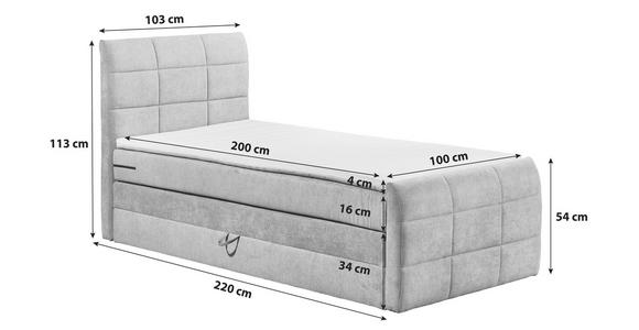 BOXSPRINGBETT 100/200 cm,  in Anthrazit  - Anthrazit, Basics, Holzwerkstoff/Kunststoff (100/200cm) - Xora