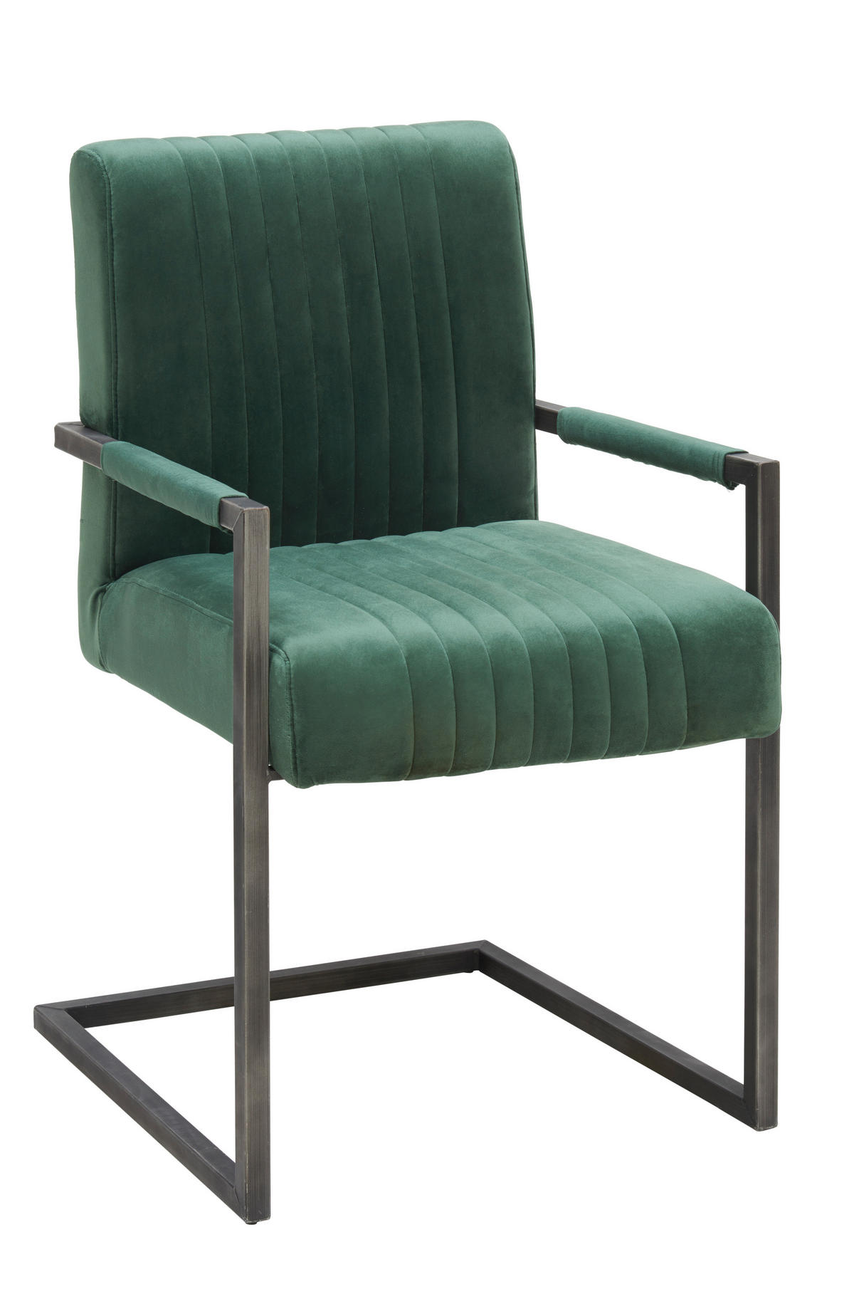 STOLIČKA S PODRÚČKAMI, železo, zamat, zelená, čierna - čierna/zelená, Trend, kov/textil (54/91/63cm) - Ambia Home