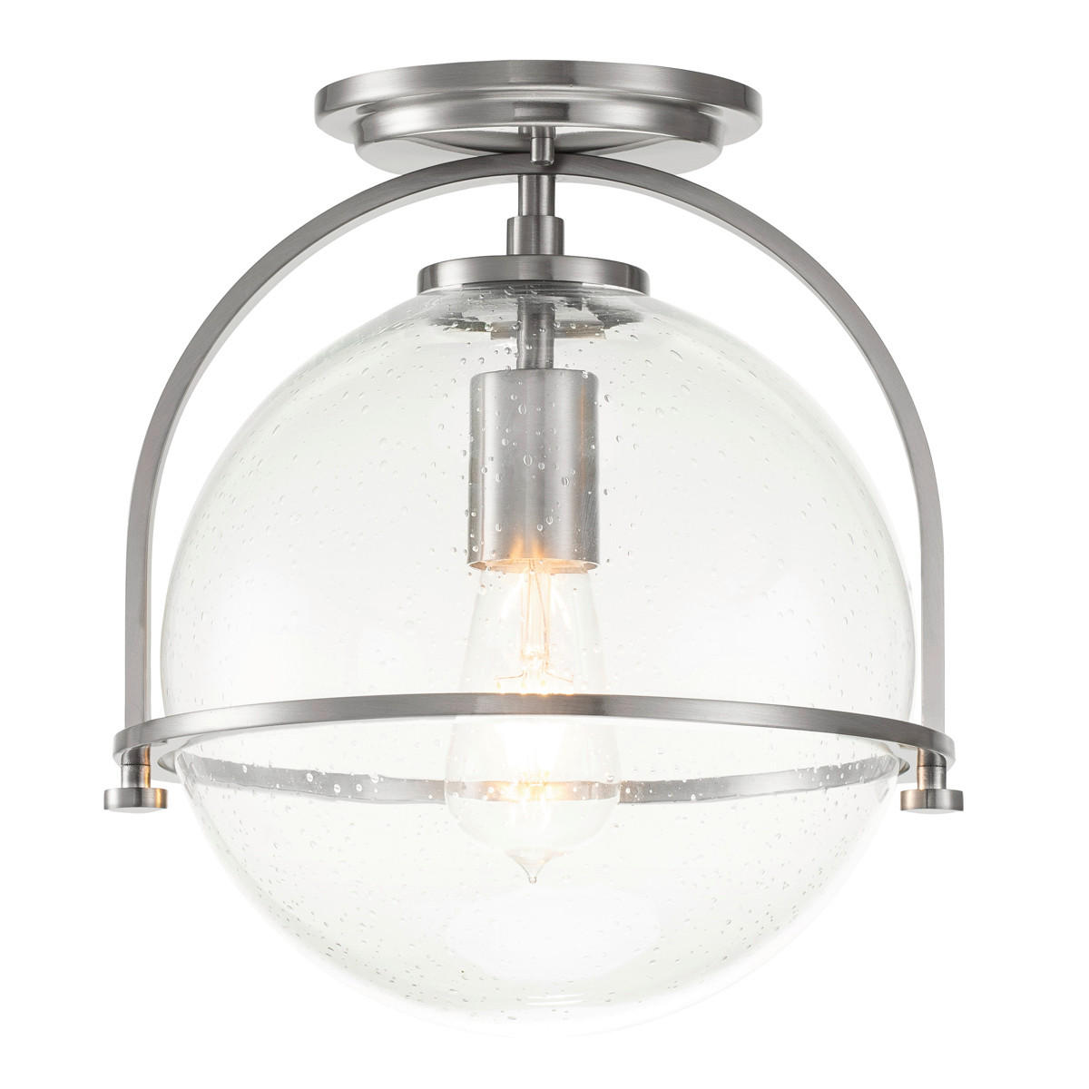 DECKENLEUCHTE Elstead Somerset 28.2/31.8 cm   - Nickelfarben, Design, Glas/Metall (28.2/31.8cm) - Elstead Lighting