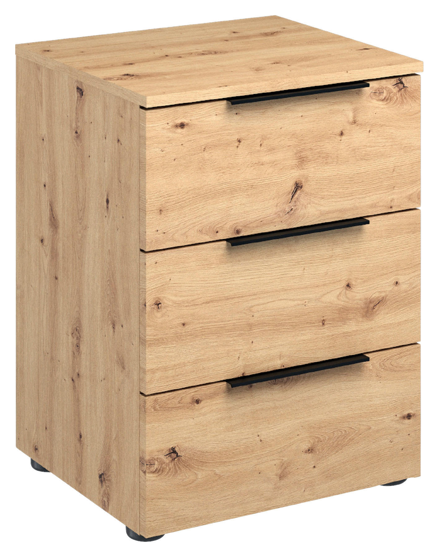 NACHTSCHRANK 45/61/40 cm - Eichefarben/Schwarz, Basics, Kunststoff/Metall (45/61/40cm)