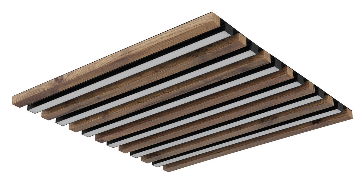 LED-DECKENLEUCHTE HAYDEN 45/45/5 cm   - Dunkelbraun/Schwarz, Natur, Holzwerkstoff/Kunststoff (45/45/5cm) - Globo