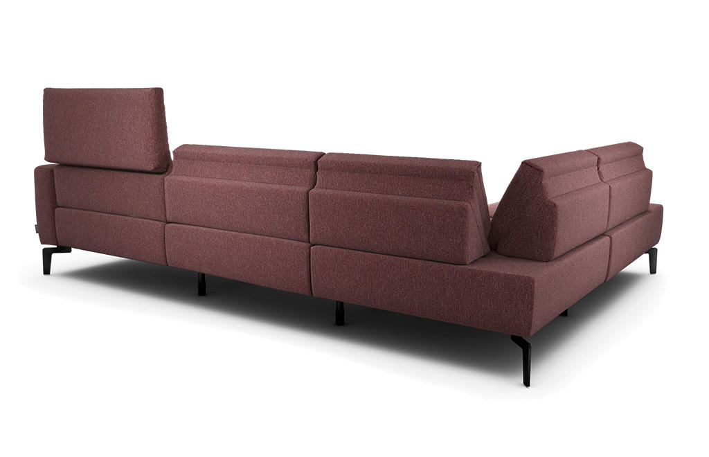 ECKSOFA Cosy Rot Chenille  - Rot/Schwarz, Design, Textil/Metall (213/296cm) - SENSOO