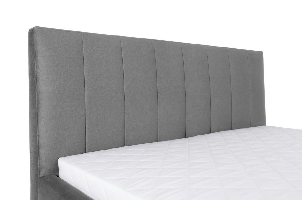 POLSTERBETT 180/200 cm, inkl. Lattenrost, Bettkasten,  in Grau  - Birkefarben/Schwarz, KONVENTIONELL, Holz/Textil (180/200cm) - Boxxx