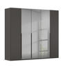 Dulap Cu Uși Rotative, 251/223/61 cm, grafit, gri - grafit/gri, Trend, sticlă/metal (251/223/61cm) - Rauch Möbel