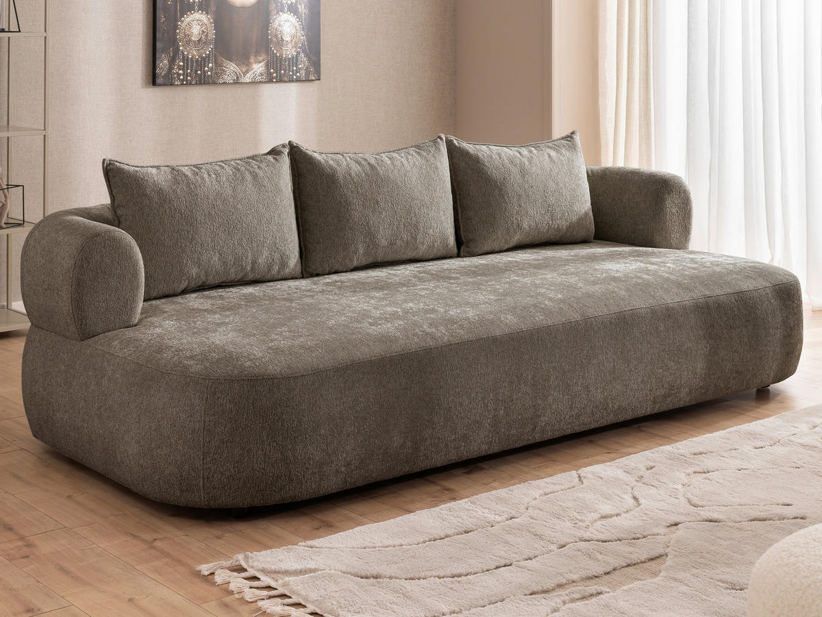 BIGSOFA in Chenille Braun  - Schwarz/Braun, Design, Kunststoff/Textil (240/76/122cm) - Livetastic