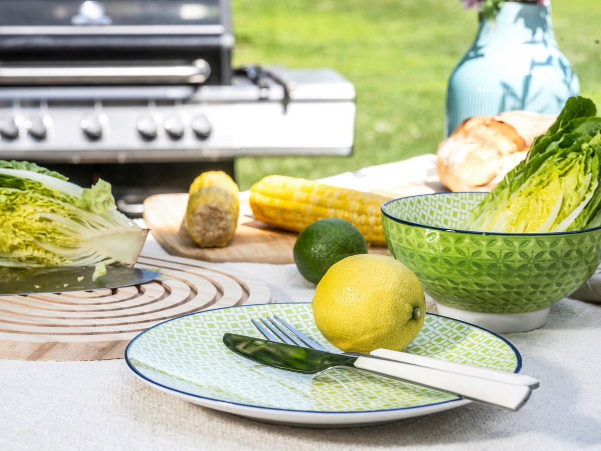 KOMBISERVICE Mediterran Grün 16-teilig  - Weiß/Hellgrün, Basics, Keramik - Creatable