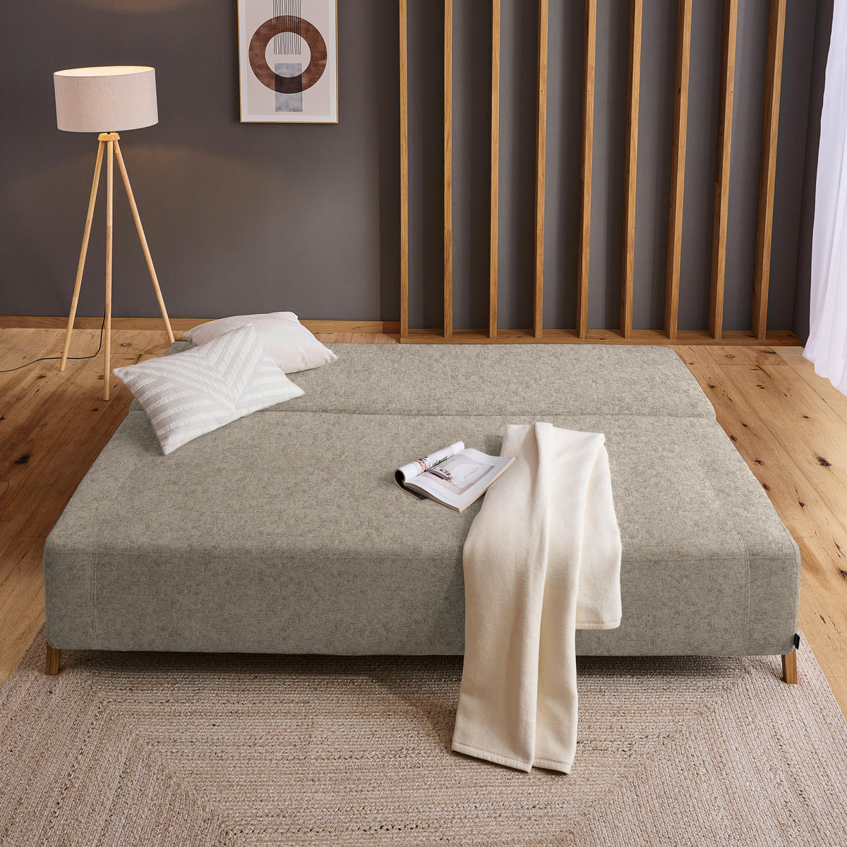 SCHLAFSOFA in Textil Greige  - Greige/Naturfarben, Design, Holz/Textil (211/88/102cm) - Niels Andersson