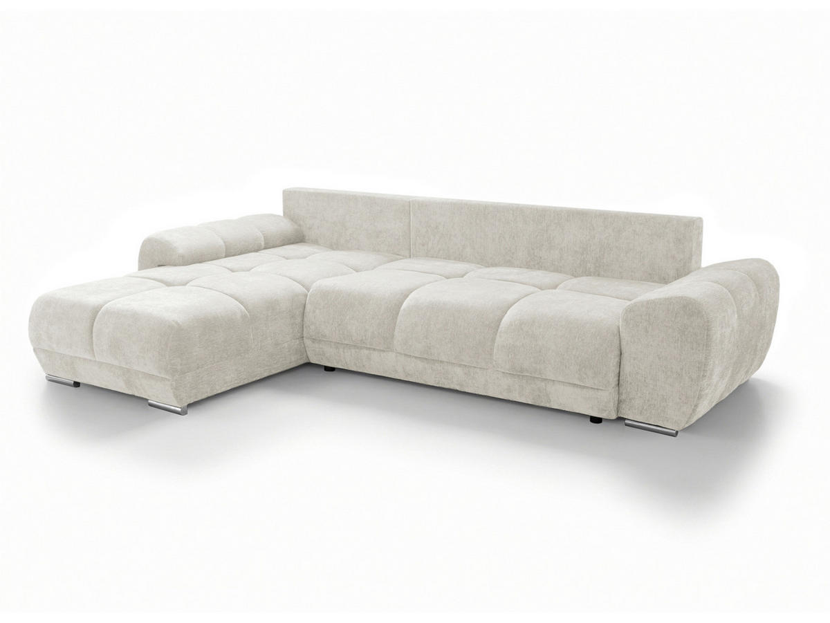 ECKSOFA  in Chenille Greige  - Chromfarben/Greige, KONVENTIONELL, Kunststoff/Textil (183/290cm) - Xora